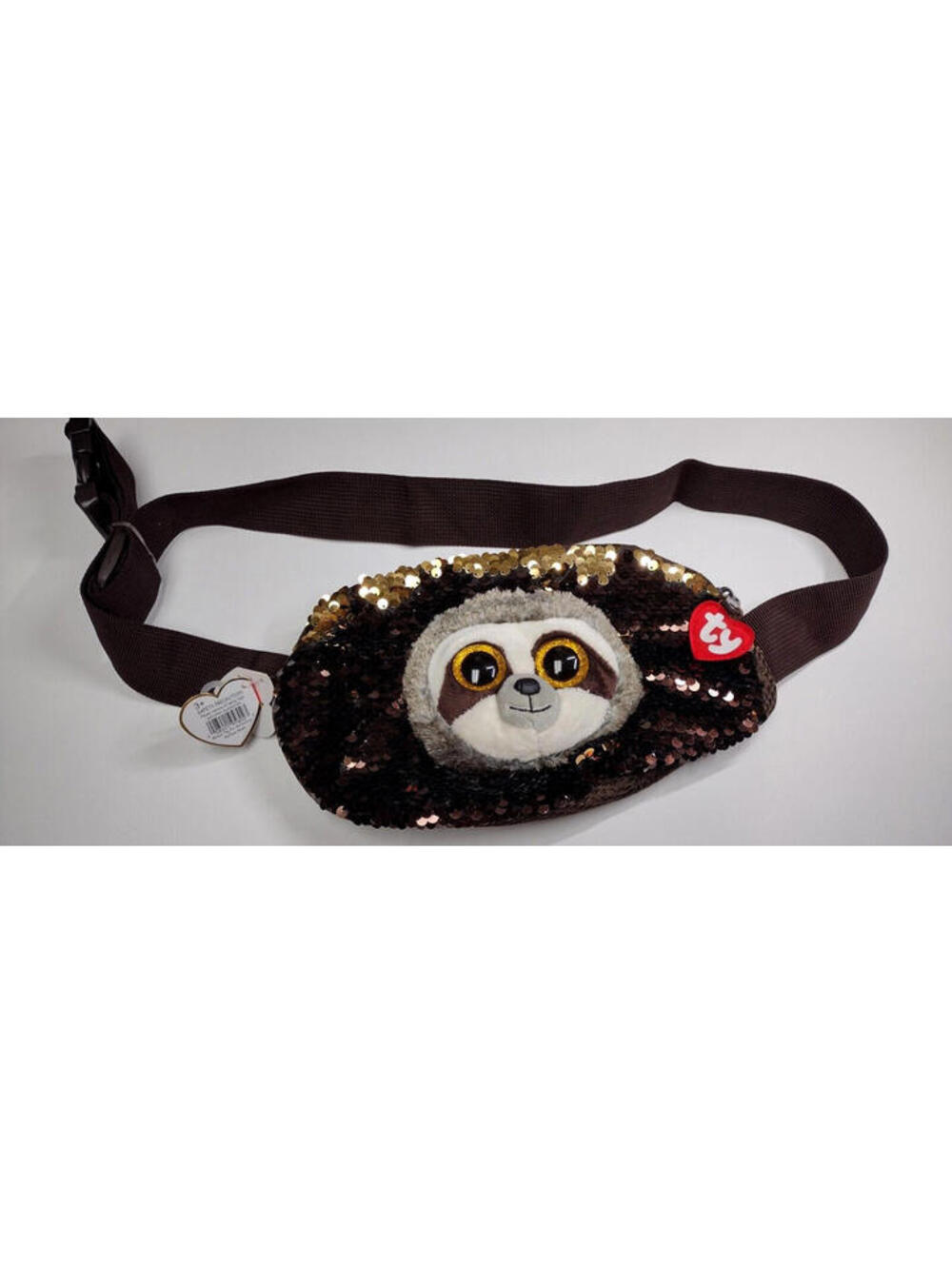 LEMUR SEQUIN FANNY BELT Bag NEW Ty RAVE PARTY (Fanny-pack) DANGLER Brown Animal